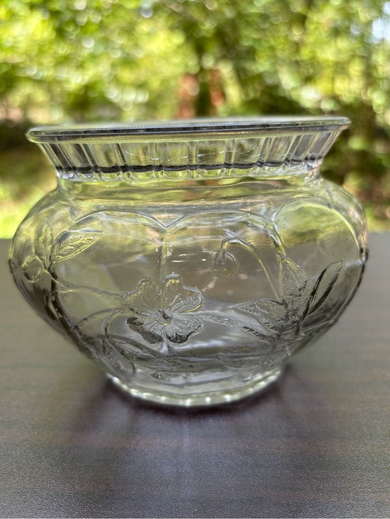 Other - Clear Embossed Glass Flower Bowl/Vase